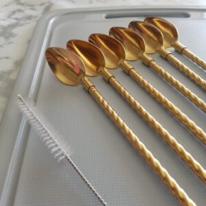 نی شربت خوری استیل طلایی ۶ عددی کد۸۳