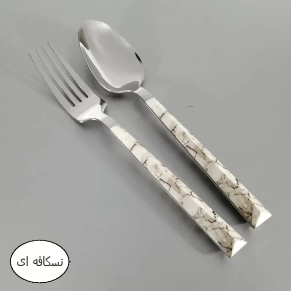 قاشق و چنگال 12 پارچه ام جی دسته ماربل