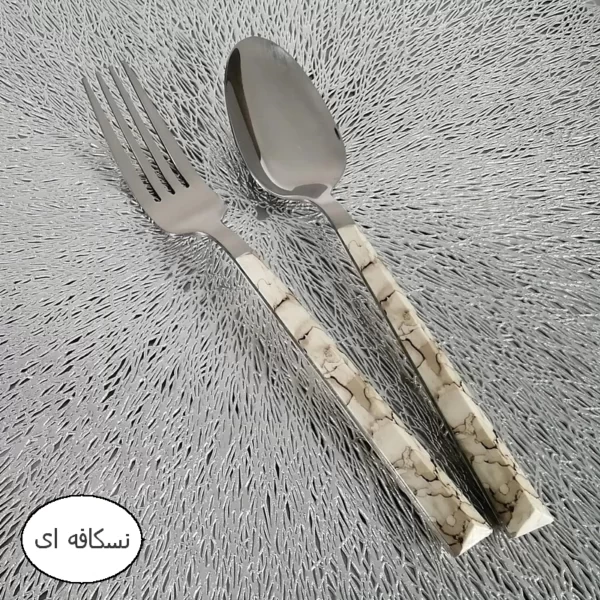 قاشق و چنگال 12 پارچه ام جی دسته ماربل