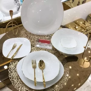 سرویس ارکوپال مربع دور طلایی 26 پارچه 6 نفره گلدن اوپال