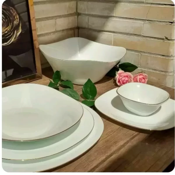 سرویس ارکوپال مربع دور طلایی 26 پارچه 6 نفره گلدن اوپال