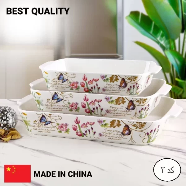 تابه چینی مستطیل 3 عددی وارداتی ( درجه یک )