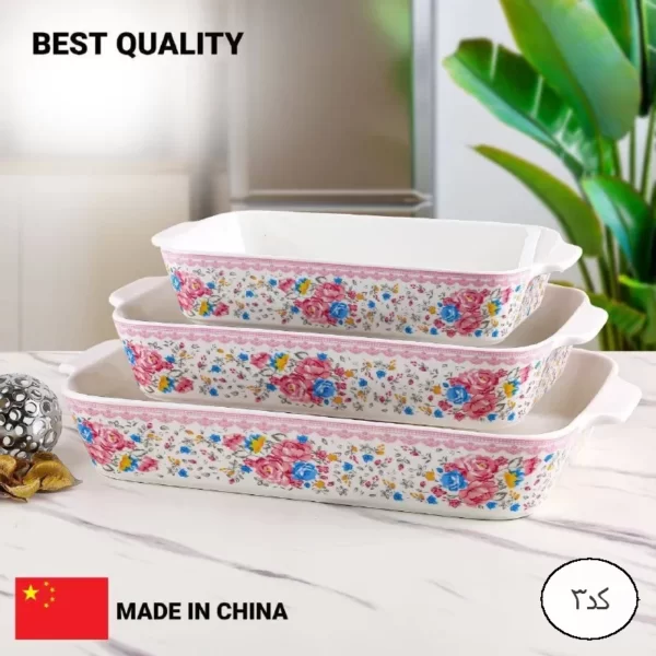 تابه چینی مستطیل 3 عددی وارداتی ( درجه یک )