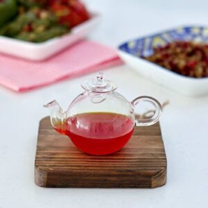 قوری زعفران پیرکس با درب چوب پنبه