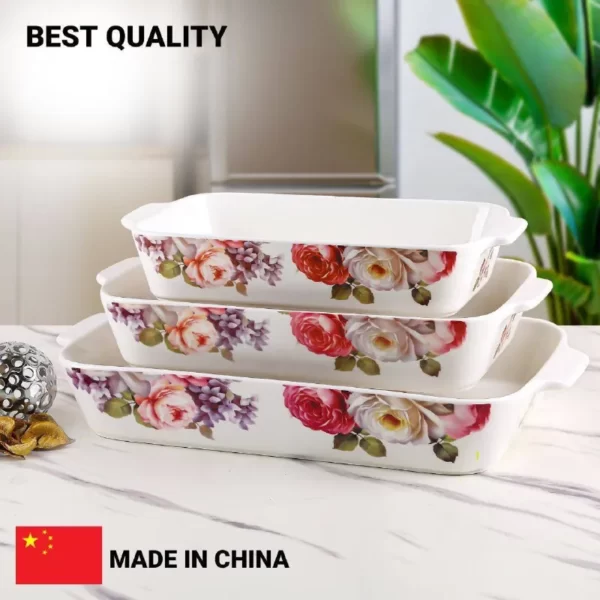 تابه چینی مستطیل 3 عددی وارداتی ( درجه یک )