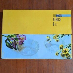 پیاله ماست خوری بلور کاوه مدل Venice بسته 6 عددی دور طلایی 700