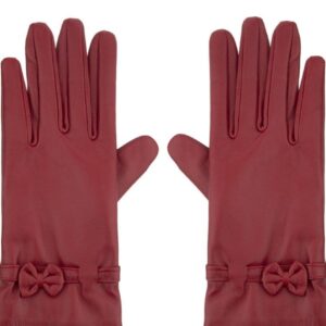 دستکش زنانه چرم مشهد قرمز مدل R149. سایز 08 کد 712