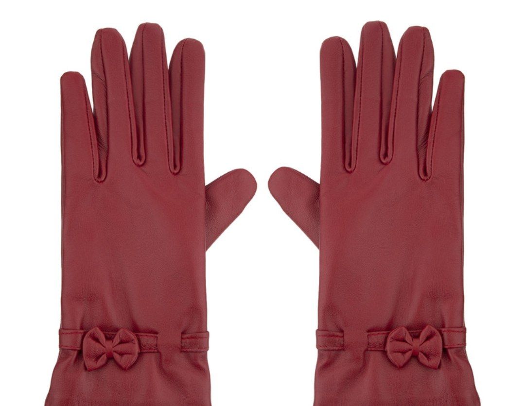 دستکش زنانه چرم مشهد قرمز مدل R149. سایز 08 کد 712