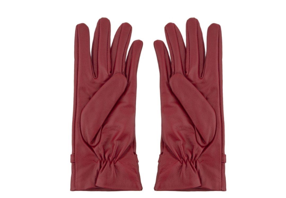 دستکش زنانه چرم مشهد قرمز مدل R149. سایز 08 کد 712